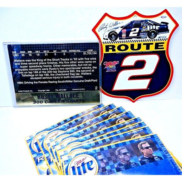 Rusty Wallace Driver Card Lot Oversize Card 8x10, Wall Plaque, Career Sheet 1994 - Picture 3 of 9